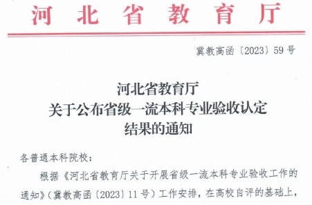 喜讯！UG环球官网4个专业被认定为河北省省级一流本科专业